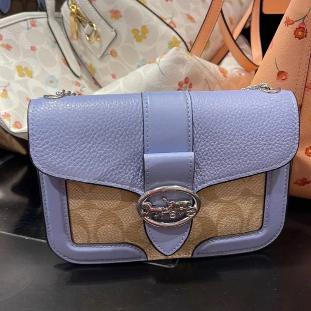 Coach Georgie Crossbody In Signature Canvas Light Khaki / Marble Blue - Picture 6 of 16